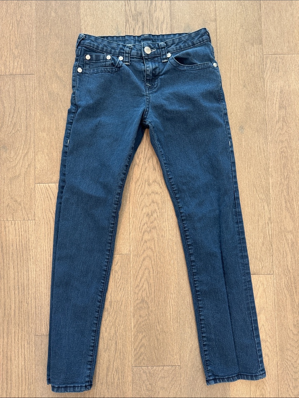 True Religion Geno Relaxed Slim Girls 16 Jeans Flapless Pocket Medium Wash Denim